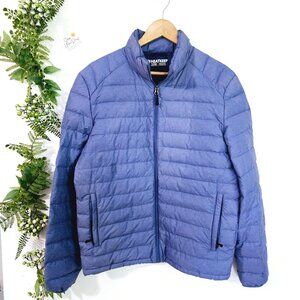 Heatkeep Down Puffer Blue Zip‎ up Packable Unisex Lightweight Jacket Sz S《933》J